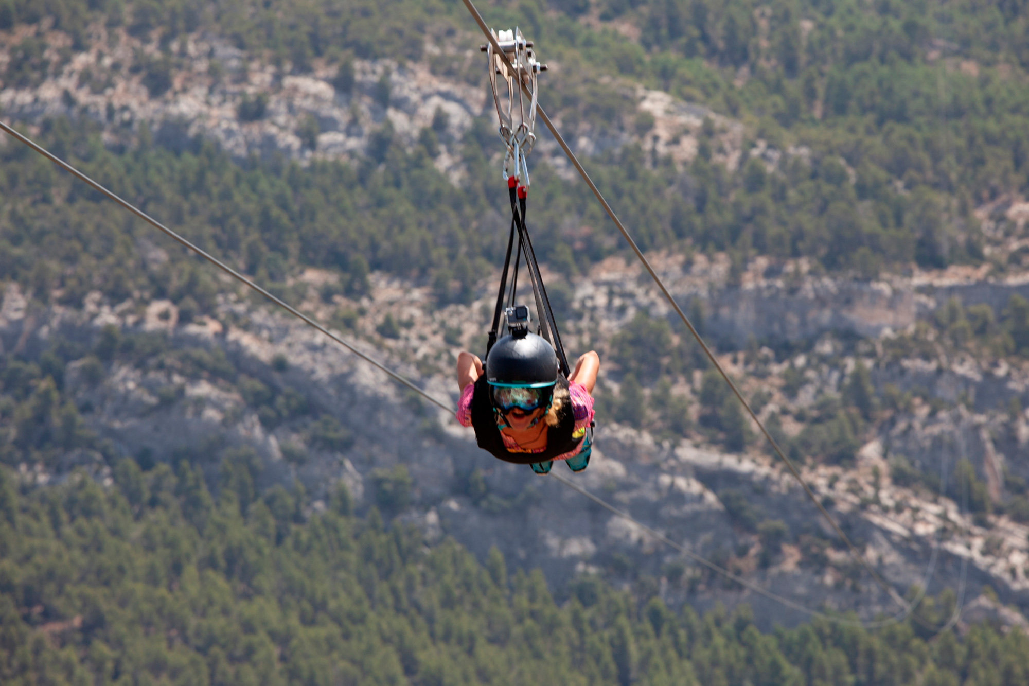 Tirolina Fuentespalda en el Matarraña